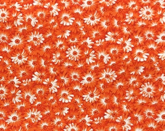 Orange Floral Cotton Fabric, Sunshine Print, by MDG, 44" wide