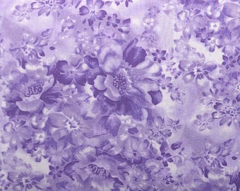 Lilac Purple Fabric / 100% Cotton Fabric / Faded Floral Lilac Fabric / Purple Fabric / Fabric by MDG / 44&quot; wide