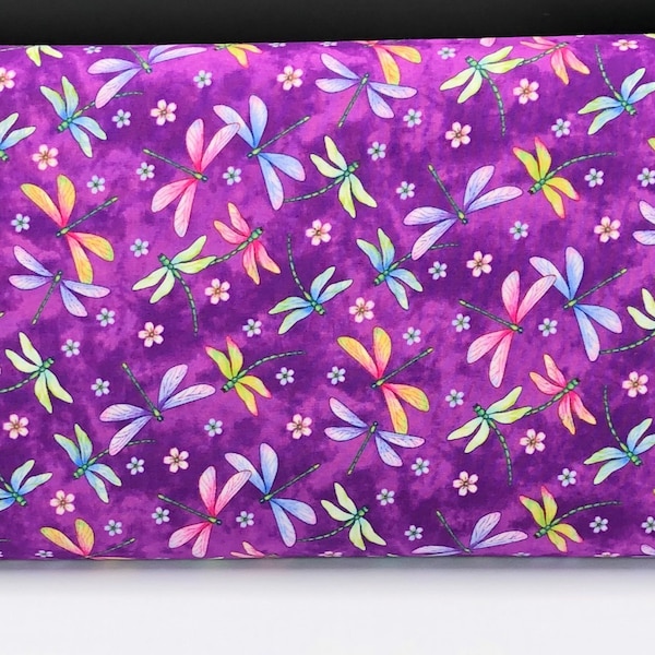 Dragonfly Fabric / 100% Quilter Cotton / Dragonflies 2652-55 Violet / Gossamer Garden / Fabric by Henry Glass / 44" wide