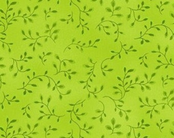 Lime Green Floral Quilting Cotton Fabric, Folio 7755-69, by Henry Glass, 44" wide