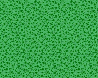 Green Floral Tonal Cotton Fabric, Tangled Print, Kelly Green Color, by MDG, 44" wide