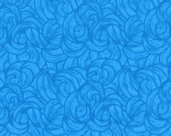 Turquoise Tonal Cotton Fabric, Twisted, by MDG, 44" Wide