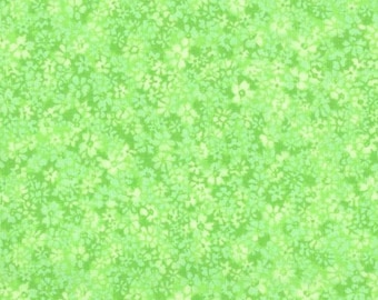 Lime Green Tonal Floral Cotton Fabric, Confetti Print, by MDG, 44" wide