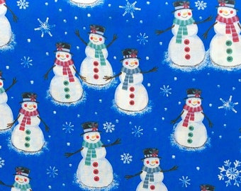 44/" Wide 100/% Cotton Quilting Festive Christmas Fabric Stars Snowman Teal Pink