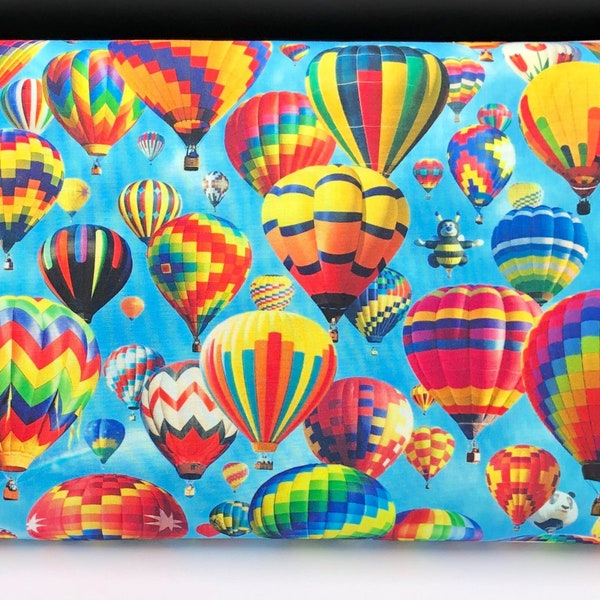 Hot Air Balloon Fabric / 100% Quilter Cotton / Up in the Air / Sky Fabric / 618E Blue Digital Print / by Elizabeth's Studio / 44" wide