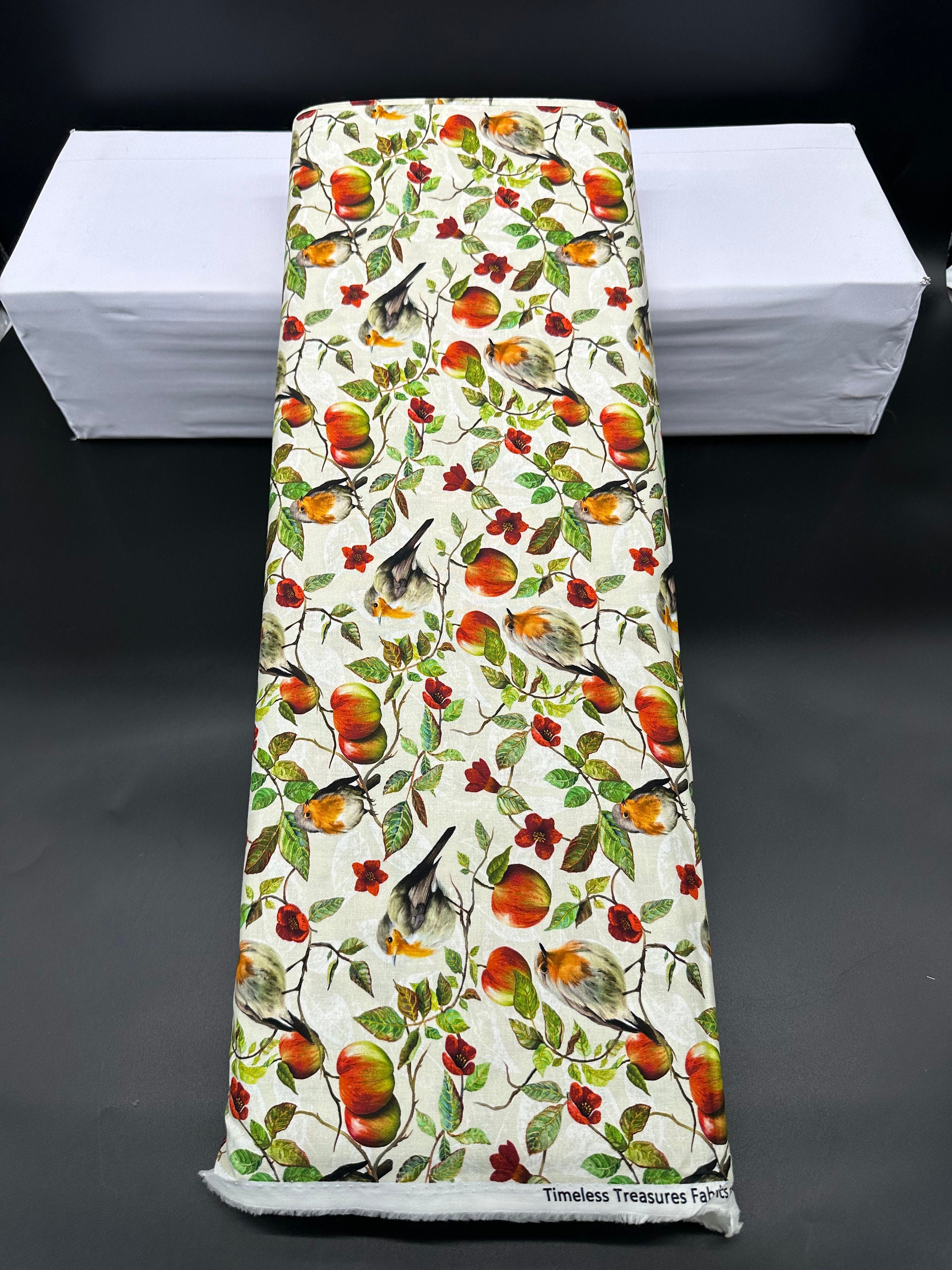 Autumn Fabric / 100% Quilter Cotton / Birds and Apple Trees