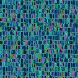 Teal Print Fabric / 100% Quilting Cotton Fabric / Floret Geometric Chrysanthem Building KK103-TE4 / Fabric by RJR / 44&quot; wide