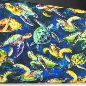 Ocean Fabric / 100% Quilter Cotton Fabric / The Reef / Sea Turtles Deep Sea / by Oasis Fabrics / 44&quot; wide