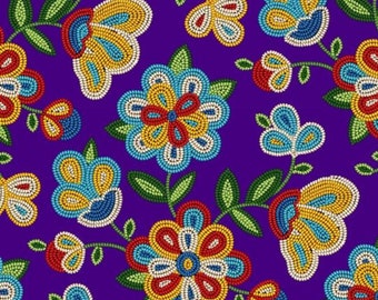 Floral Fabric / 100% Quilter's Cotton Fabric / Flowers on Purple Fabric / 449-Purple Tucson / Fabric by Elizabeth's Studio / 44" wide