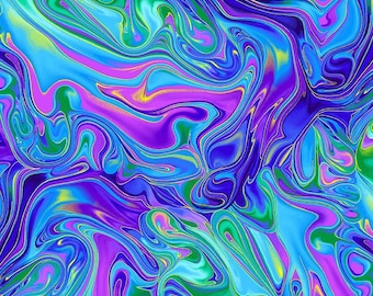 Rainbow Swirls Fabric / 100% Quilter Cotton / Swirly Metallic / Flora CM 2991 Multi / Fabric by Timeless Treasures / 44&quot; wide
