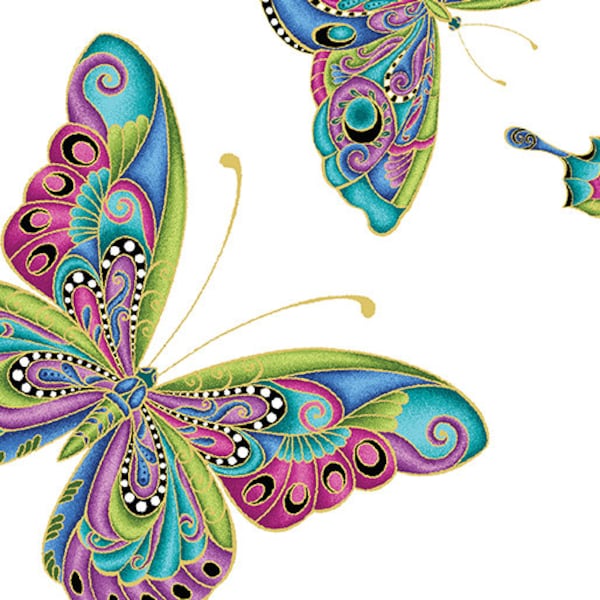 Butterfly Fabric / 100% Quilter Cotton Fabric / Alluring Butterflies 13306M-09 / Benartex Fabrics / 44" wide