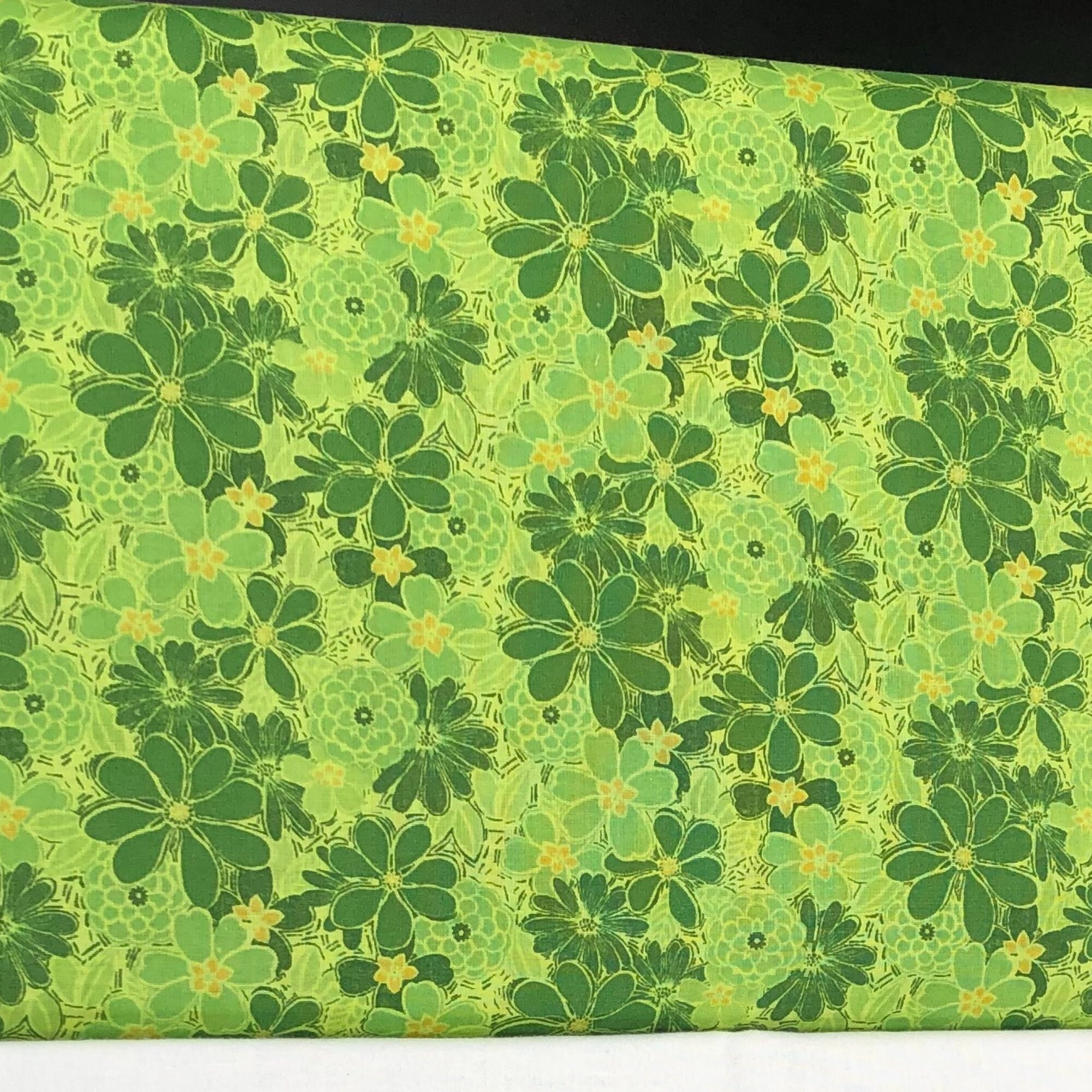 Floral Fabric / 100 Cotton Fabric / Green Floral Fabric / Etsy