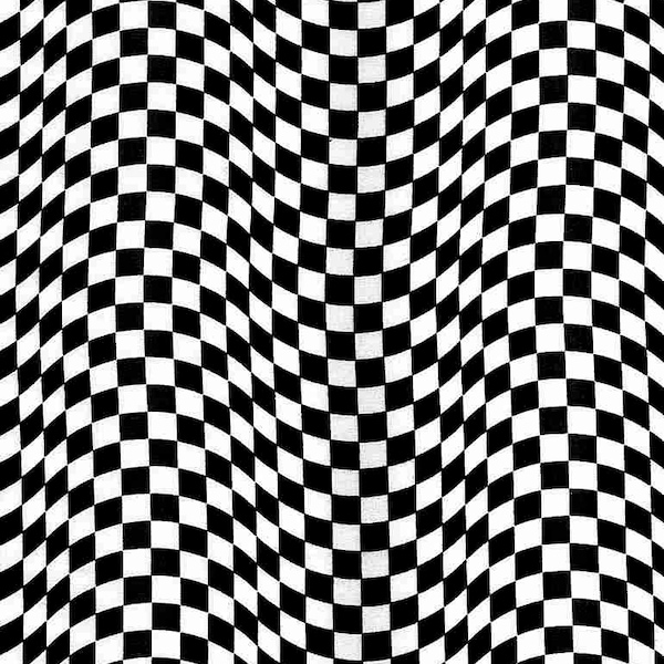 Checkered Flag Fabric / 100% Quilter's Cotton / Black & White Checkered Flag CAR-C5402 Flag / by Timeless Treasures Fabrics / 44" wide
