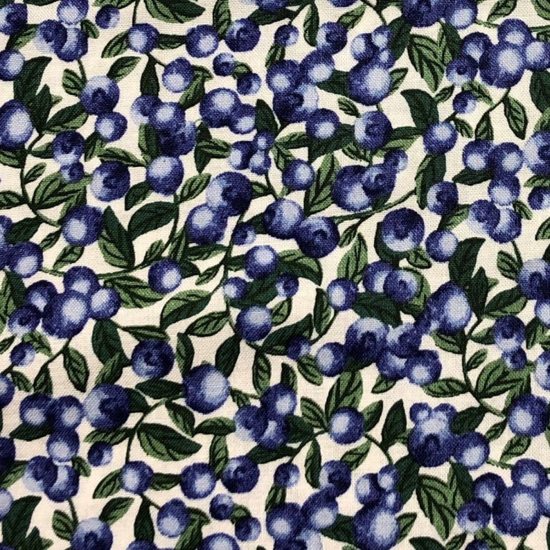 Blueberry Fabric / 100 Cotton Fabric / Blueberries on White Etsy