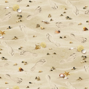 Sand Fabric / 100% Quilting Cotton / Landscape Medley 290 Sand / Footprints in the Sand / Coastal Dreams / by Elizabeth&#39;s Studio / 44&quot; wide