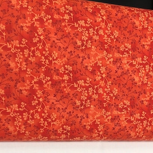 Orange Tonal Fabric / 100% Cotton Fabric / Razzle Dazzle Orange / Vines and Berries in  Shades of Dark Orange / Fabric by MDG / 44" wide