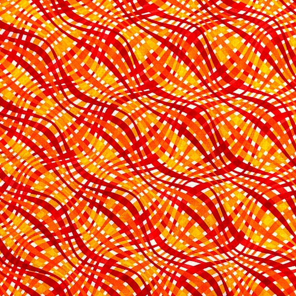 Orange Fabric / 100% Quilter's Cotton Fabric / Red, Yellow, & Orange Waves / Emily's Artful Days / by Exclusively Quilter's / 43" wide