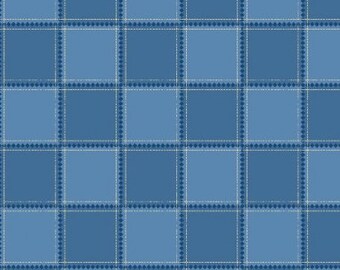 Blue Plaid Quilter Cotton Fabric - 44" Wide