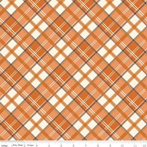 Autumn Fabric / 100% Quilting Cotton / Orange Plaid Fabric / Shades of Autumn SC13476-Orange / Fabric by Riley Blake Designs / 44&quot; wide