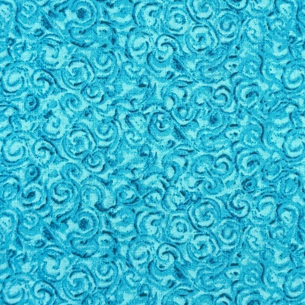 Turquoise Tonal Fabric / 100% Cotton Fabric / Twister Swirls Fabric Turquoise  / Fabric by MDG / 44" wide