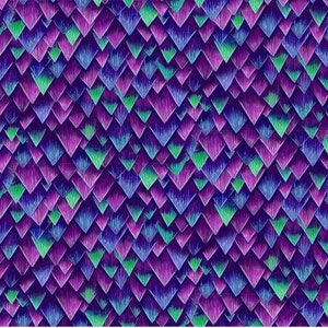 May include: A seamless pattern of overlapping purple, blue, and green diamond shapes. The pattern resembles scales or a fishnet.