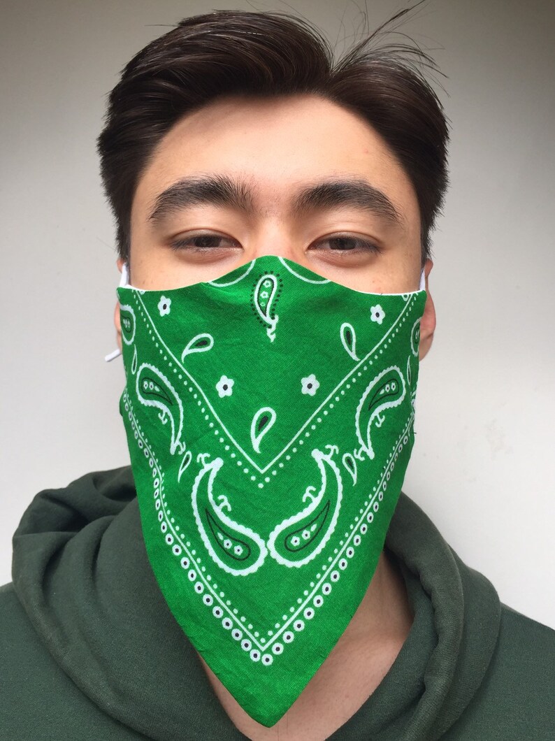Bandana Face Mask with Adjustable Cotton Strings Etsy