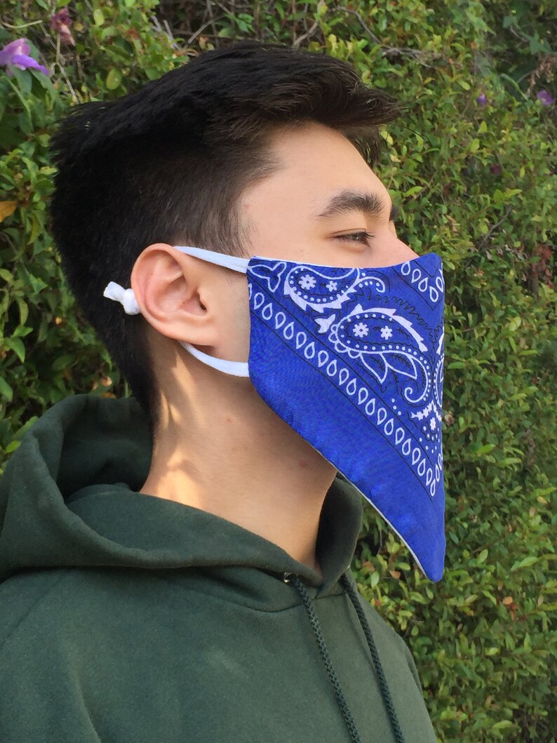 Bandana Face Mask with Adjustable Cotton Strings Etsy