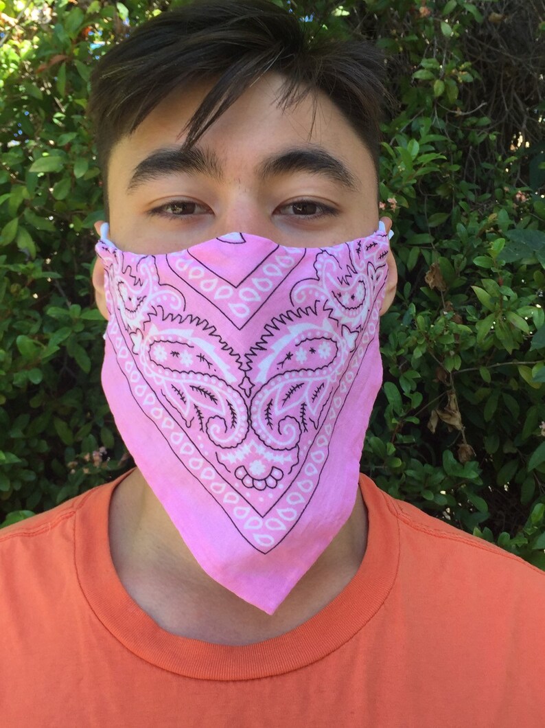 Bandana Face Mask with Adjustable Cotton Strings Etsy
