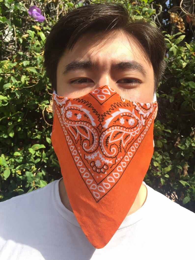 Bandana Face Mask with Adjustable Cotton Strings Etsy