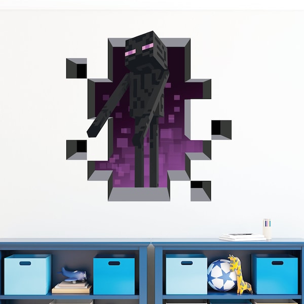 Purple Block Boy Wall Decal | Purple Block Man Vinyl Wall Decal| Teen Vinyl Wall Decal| Gamer Wall Decal