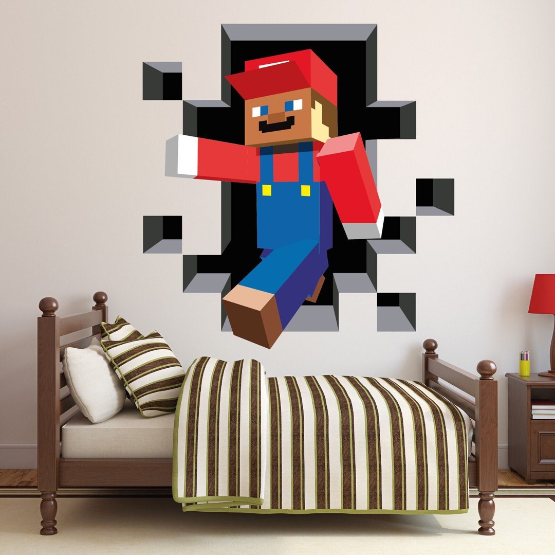 Super Red Block Man Wall Decal| Red Block Man Name Vinyl Wall Decal ...