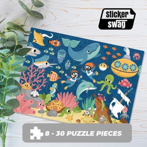 Cute Ocean Divers Jumbo Puzzle - Kids Jumbo Cute Ocean Divers Jumbo Puzzle. Personalized Jumbo Cute Ocean Divers Puzzle - Custom Puzzle Gift