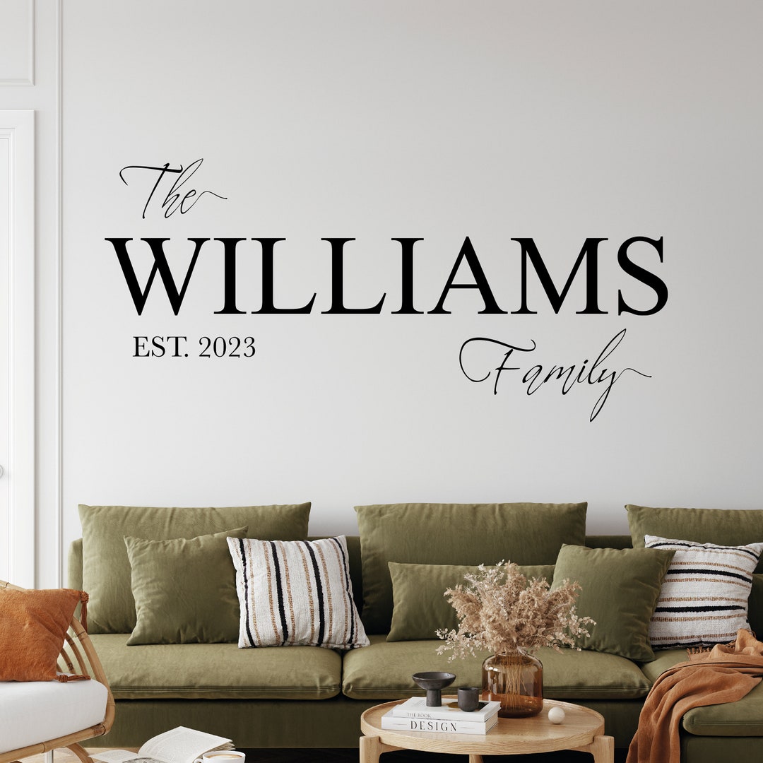 Personalized Elegant Family Name Custom Vinyl Wall Decal | Family ...
