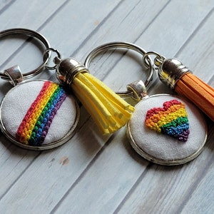 Mini Embroidered Keychain - Rainbows