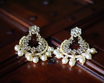 Handmade Kundan Chandbali Earrings: Indian Bridal Jewelry