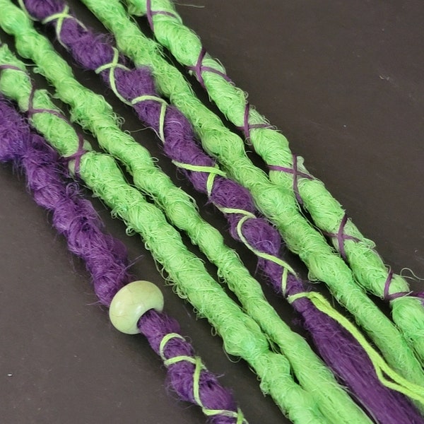 25" Purple and Green Synthetic Dreadlocks SE Dreads Dreadlock Extensions