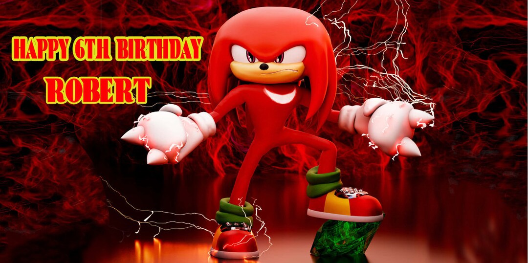 Knuckles Birthday Banner, Knuckles Personalized Banner, Knuckles Sonic