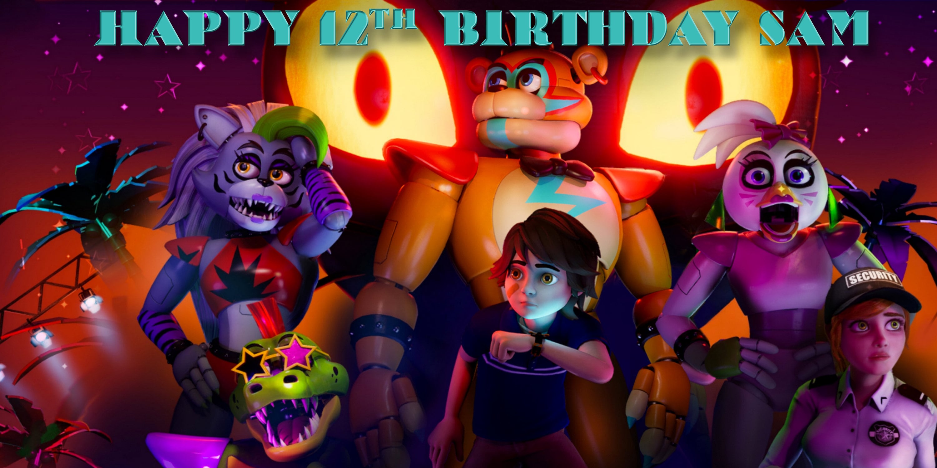 Five Nights at Freddy's Security Breach-themed Party Banner_purple