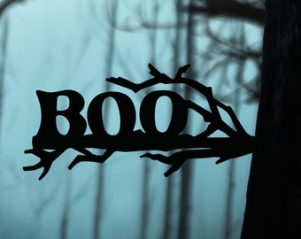 Metal Halloween Boo Silhouette - USA Steel Sign Cutout - Rustic Outdoor Home & Garden Decor - Spooky Season