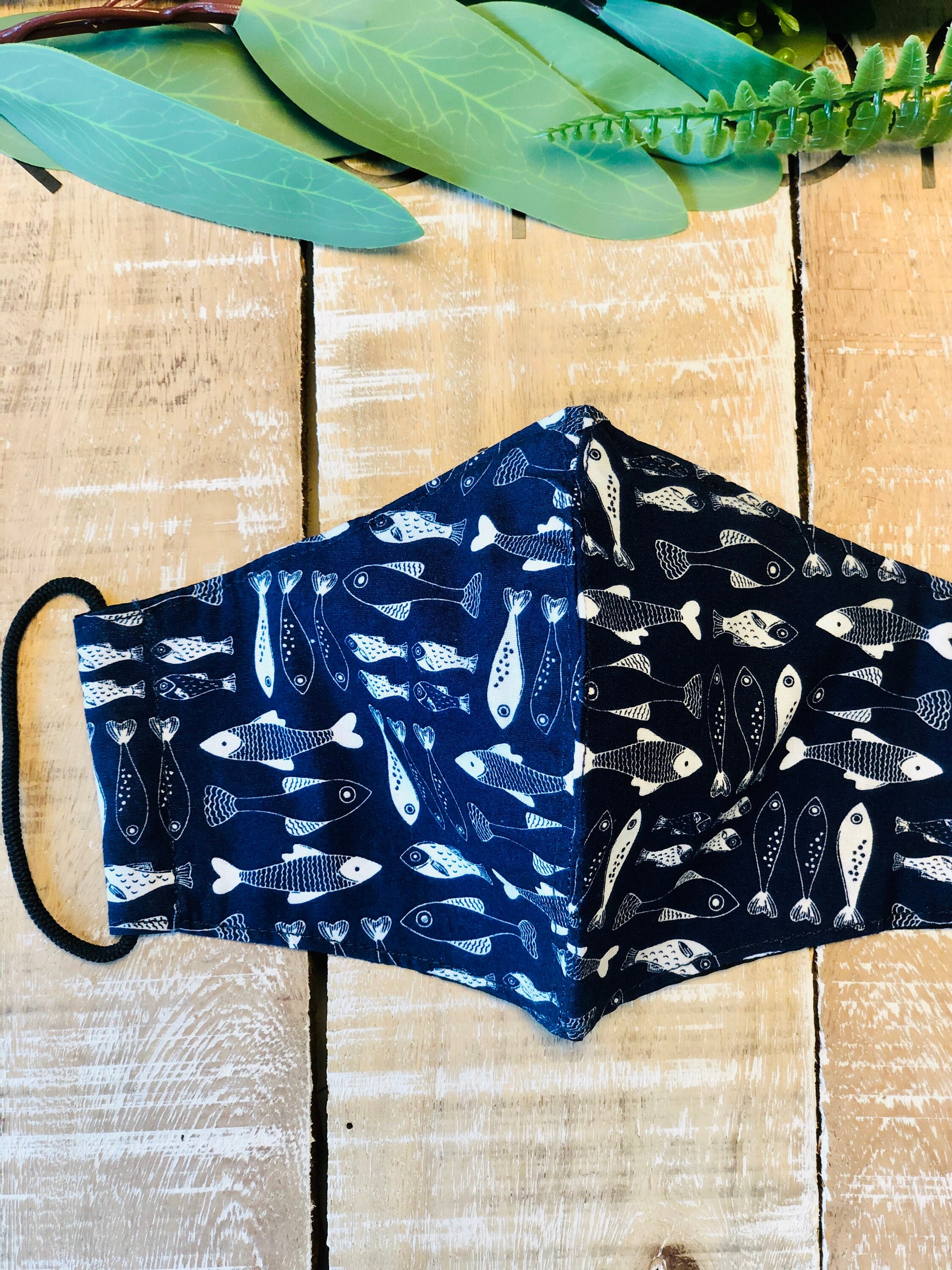 Adult navy blue mask with filter pocket Etsy