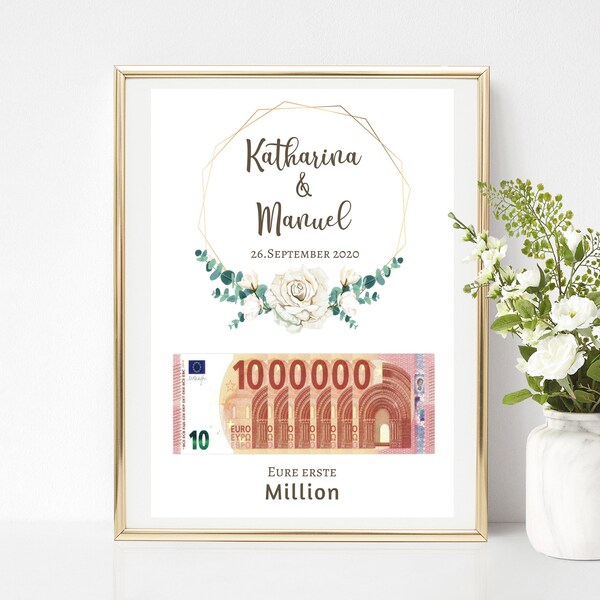 Geldgeschenk | Hochzeitsgeschenk | Geburtstag | Geschenk | Geld | erste | Million | Geld | Hochzeit | Paarposter | Brautpaar