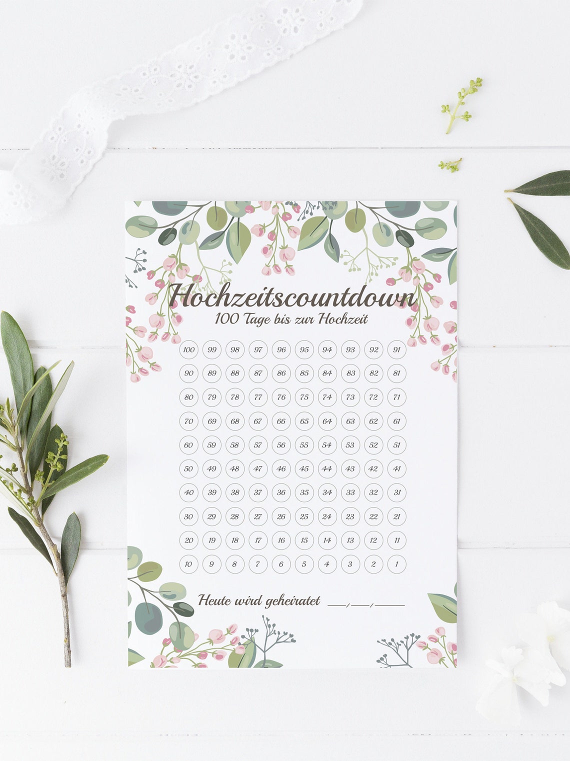 Hochzeitscountdown Hochzeits Countdown Hochzeit Kalender - Etsy.de