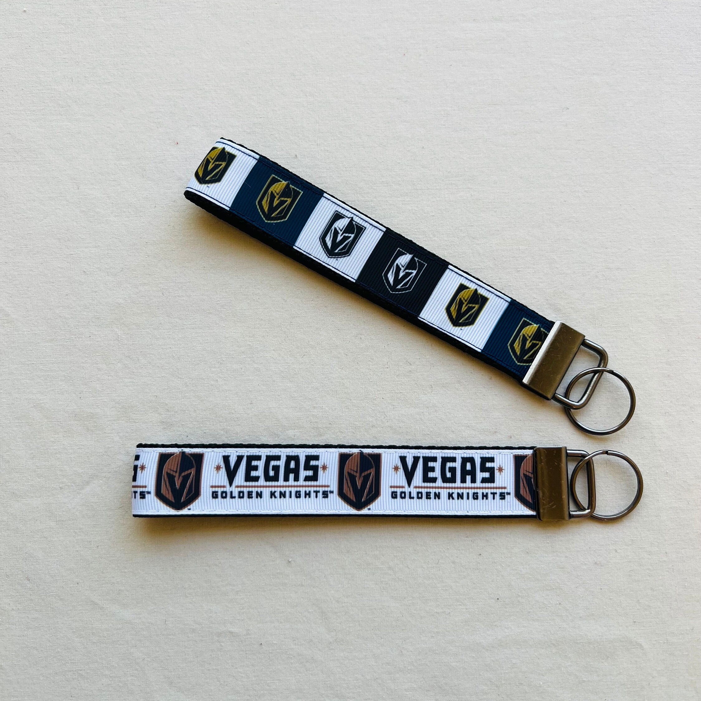 Vegas Golden Knights 2023 Stanley Cup Champions Leather Rectangle Keychain  with Personalized Strap