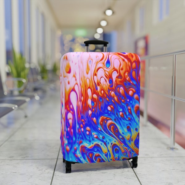 Luggage Cover - Suitcase & Baggage Protection - Washable Spandex Polyester Fabric - Travel Essential - Gift for Her - Abstract Paint Artwork