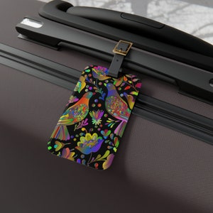 Koffer-Gepäck-Gepäckanhänger - Acryl-Gepäckanhänger mit Lederband - Abnehmbare Adresskarte - Reiseutensilien - Gepäck-ID - Mexikanische Kunst