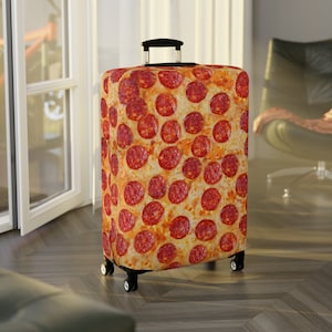Luggage Cover - Pepperoni Pizza Design | Custom Print Luggage Protectors | Suitcase Covers | Travel Accessories | Baggage Cover | Gifts