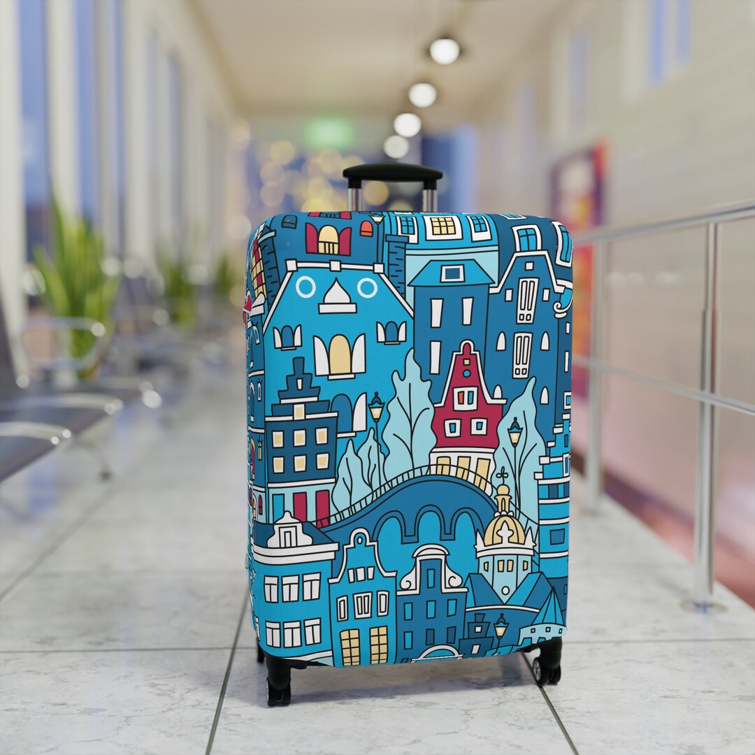 Luggage Cover Old Town Europe Amsterdam Homes Custom Print Luggage