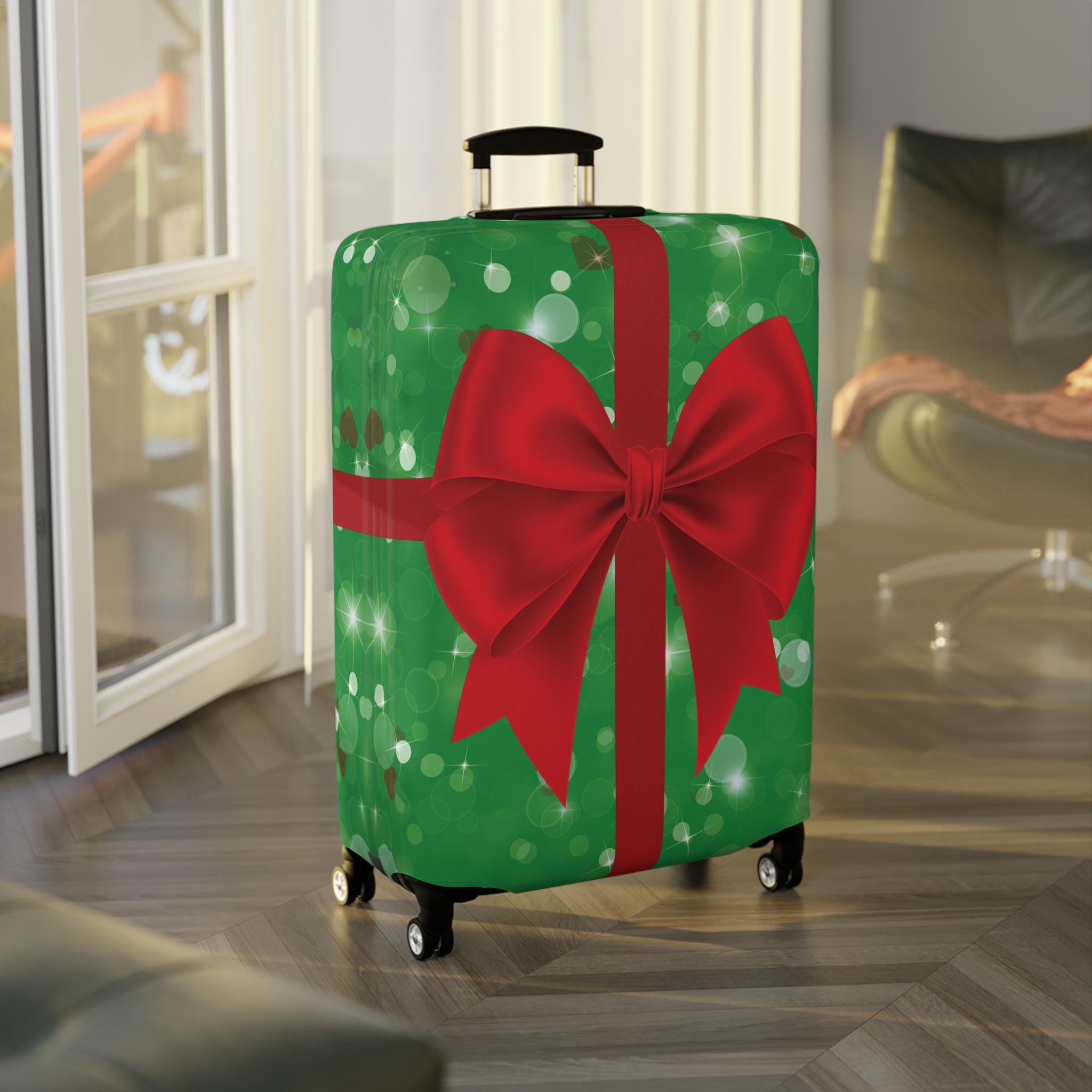 Discover Christmas Present Bow Luggage Cover, Suitcase Protector, Travel Accessories