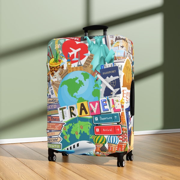 Luggage Cover - Suitcase & Baggage Protection - Washable Spandex Polyester Fabric - Travel Essential and Gifts - Wanderlust World Traveller