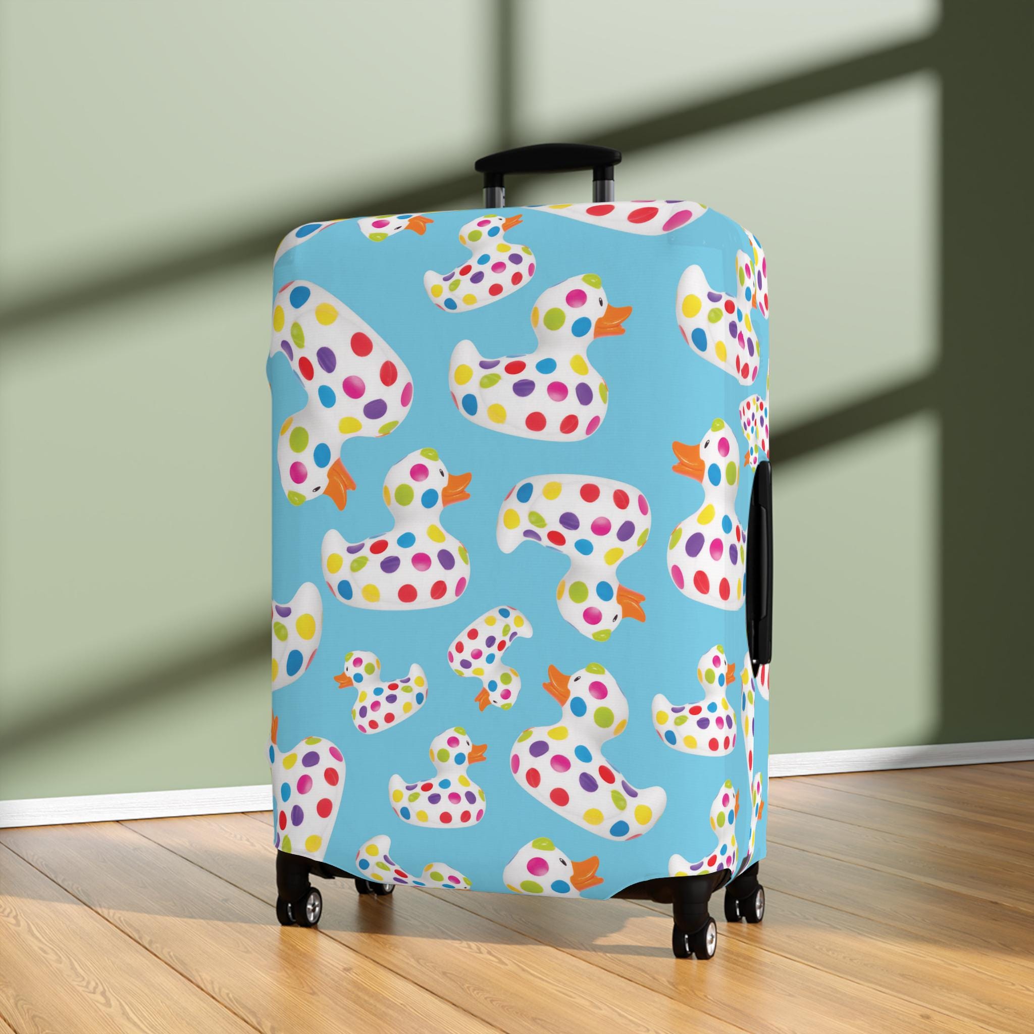 Polka Dot Ducks - Luggage Cover - Suitcase/Baggage Protection- Travel Accessories & Gifts - Polyester/Spandex Material -3 Sizes Available